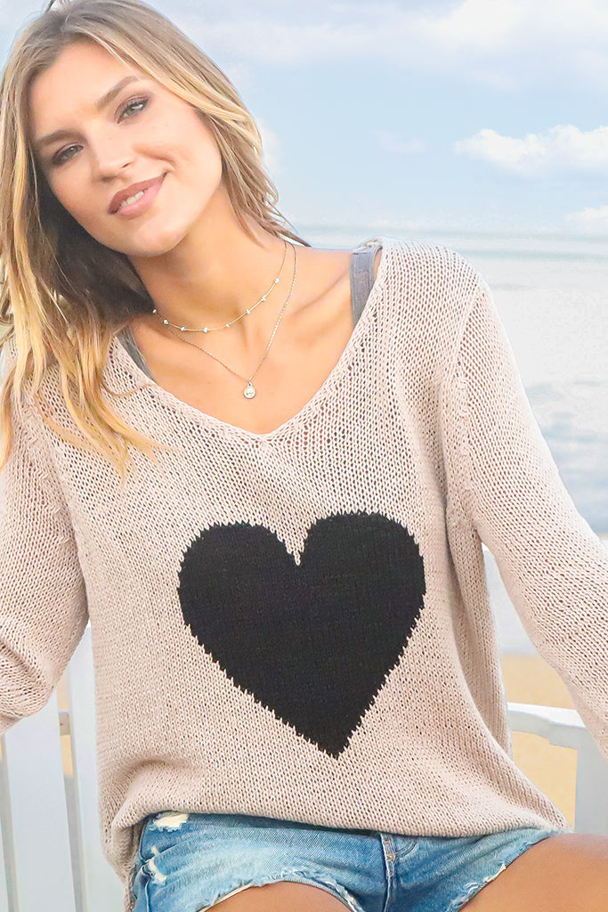 ELOISE HEART V COTTON Sweater-Wooden Ships