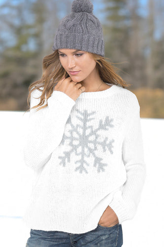 Lucky Brand Womens Snow Flake Pullover Sweater, Off-White, Large 