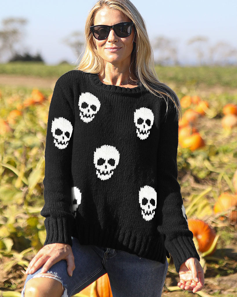 Black skull sweater best sale